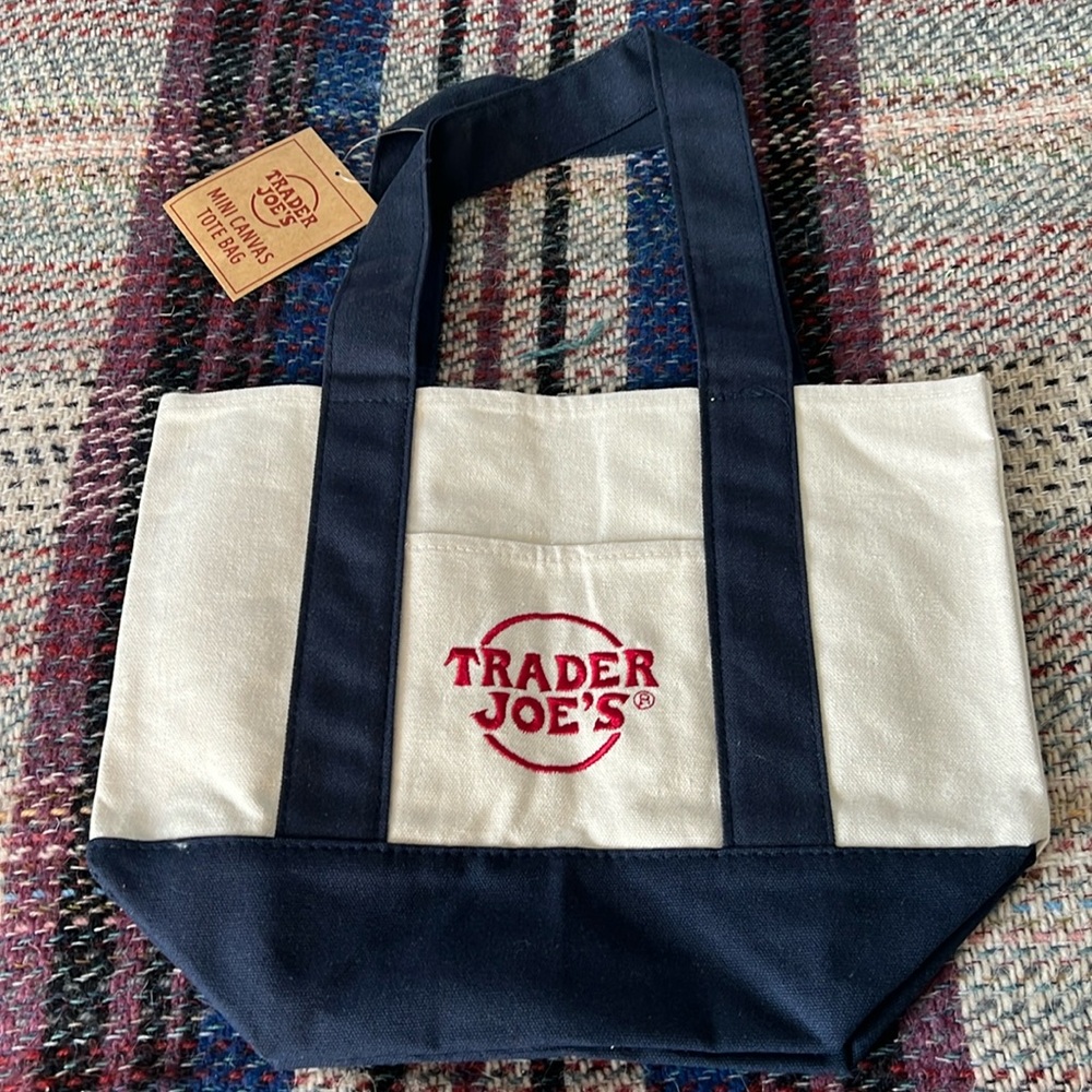 NWT Trader Joe’s Mini Canvas Tote — Blue